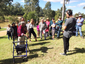 Wakka Wakka elder Uncly Eddy MiMi talking to the community about the new bush food garden (Image: Alan Burnell)
