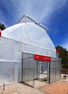 New facility from the front, including hygiene vestibule and footbath