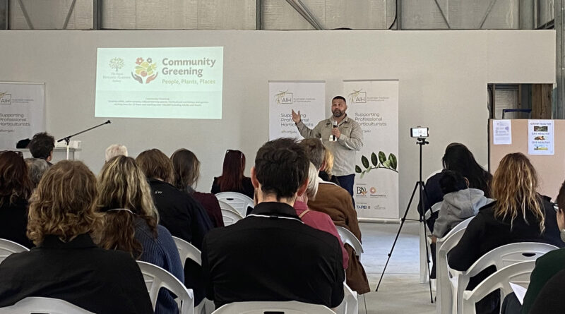 Brenden Moore addressing the Bush Foods Conference (Image: Michael Casey)