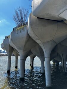 Little Island at Pier 55 is an artificial island park adjoining Hudson River Park, New York (Image: Michael Casey)