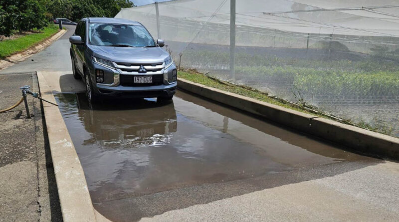 Vehicle baths must be of a sufficient size that wheels completely come in contact with disinfectant
